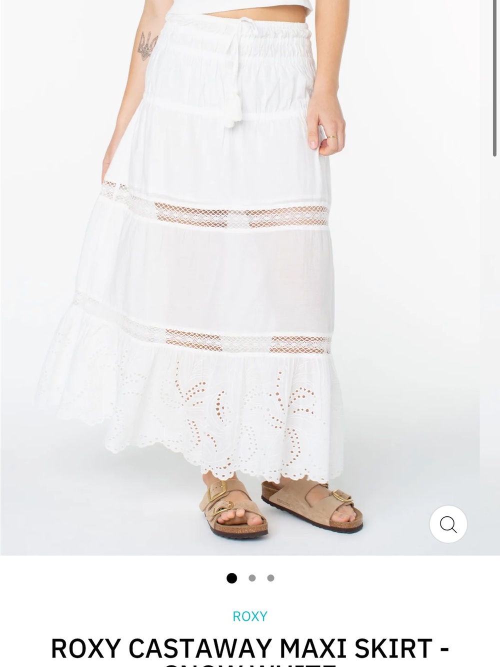 Roxy Castaway Maxi Skirt - White Eyelet Tiered